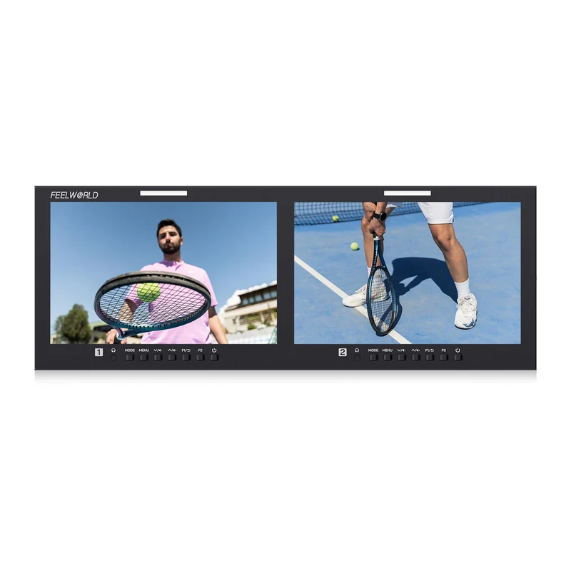 FEELWORLD D101 PLUS-H Moniteur de diffusion double 10.1 pouces, format rack 4U, 4K, HDMI, CVBS, résolution IPS 1920 x 1200