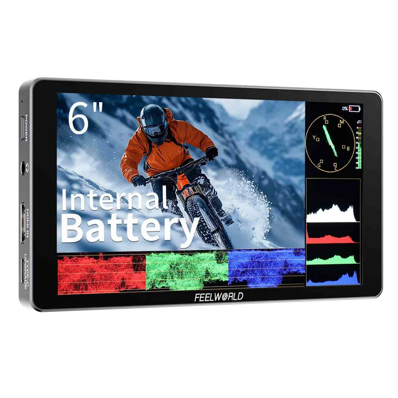 Moniteur de terrain FEELWORLD P6XL pour appareils photo reflex numériques, écran tactile 4K HDMI, 1200 nits, batterie intégrée, boîtier en aluminium, 6 pouces, HDMI 4K.