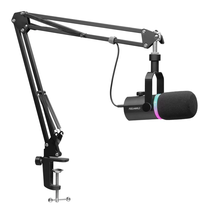 FEELWORLD PM1 XLR Microphone dynamique USB avec support de bras pour podcast