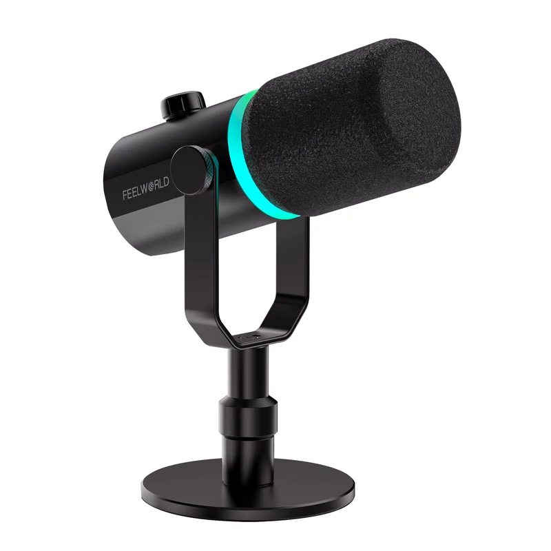 FEELWORLD PM1 XLR Microphone dynamique USB avec support de bureau pour podcast