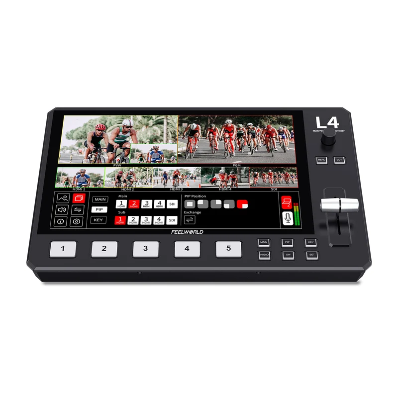 FEELWORLD L4 mélangeur vidéo multi-caméra commutateur 10.1 "écran tactile USB3.0 diffusion rapide