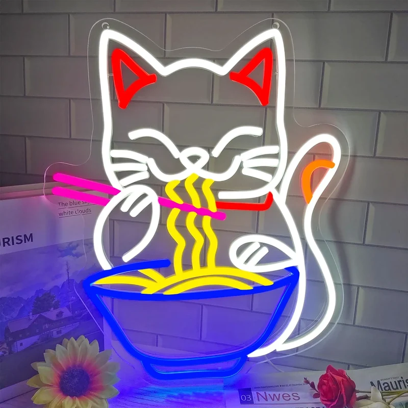 Néon Mural - Chat Ramen