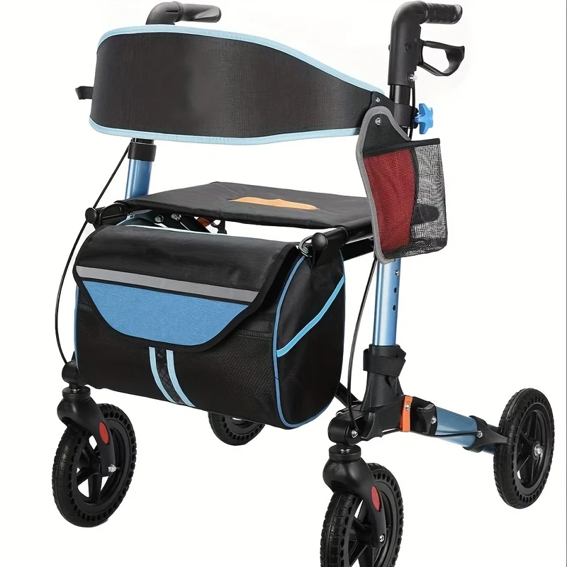 Z-EDGE Rollator Walker for Seniors, Lightweight Foldable All Terrain Rolling Walker with seat, Aluminum Walkers with 8 inch Rubber Wheels, Handles