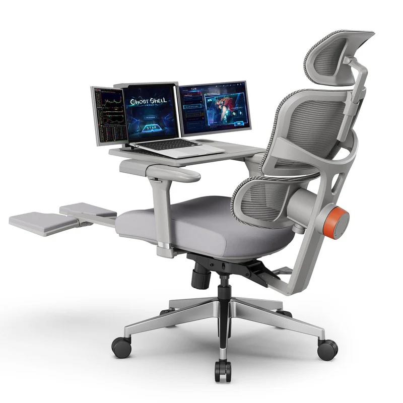 Newtral Ergonomic Office Chair with Footrest - 4D Armrest Recliner Chair - NT002+LAPD-GRAY
