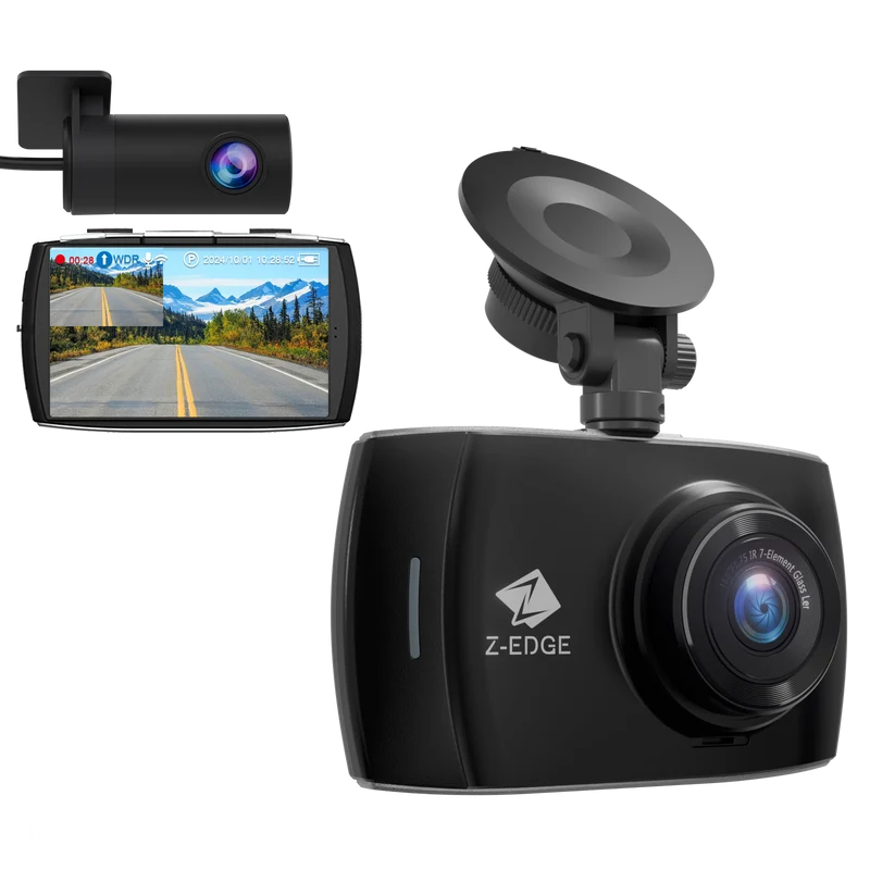 Z-EDGE T4 4" Touch Screen 4K Dual Dashcam (32GB MicroSD Card Included)