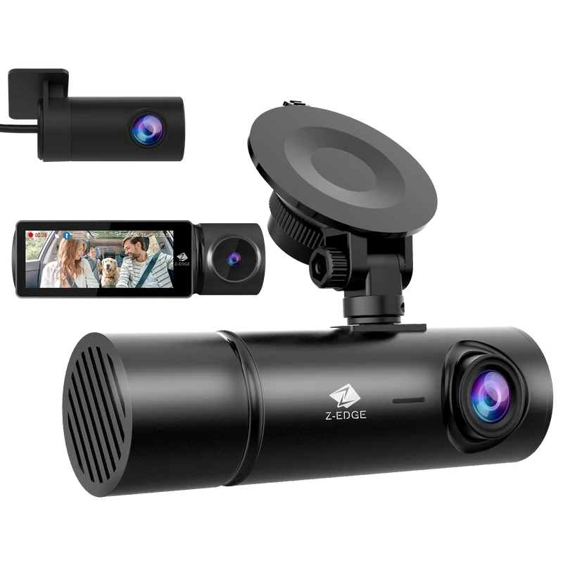 Z-EDGE T3P 3-Channel Touch Screen IR Night Vision & Super Capacitor 4K Dash Cam (64GB Card Included)