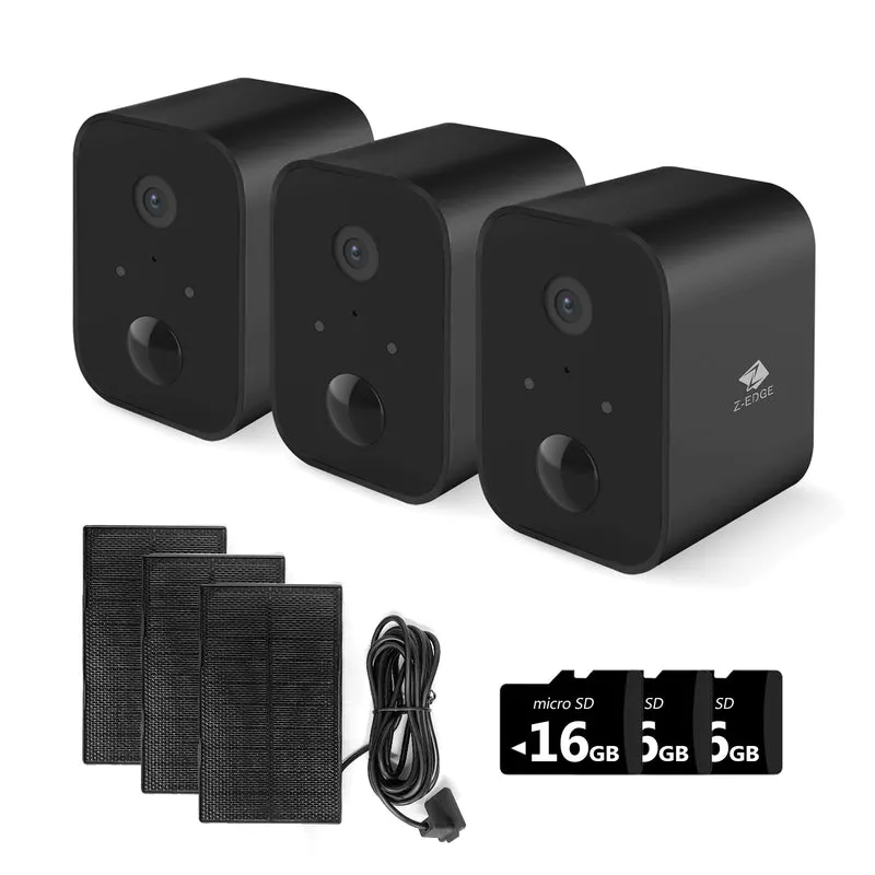 SW03 Wireless Smart Camera with Solar Panel, Includes 16G SD card,3pack