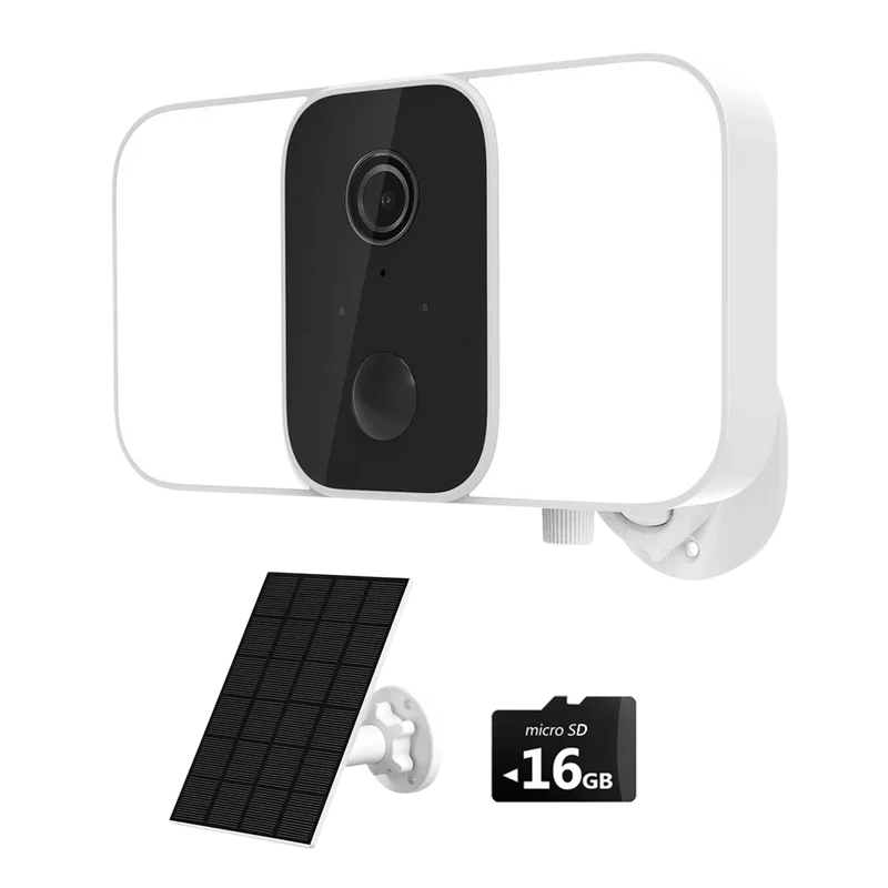 SL01 Wireless Floodlight Camera with Solar Panel, Includes 16GB MicroSD Card