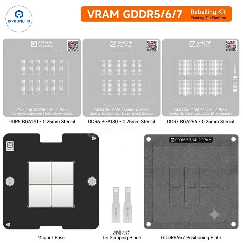 Plate-forme de reballage AMAOE GDDR7 GDDR6 GDDR5 BGA avec pochoirs