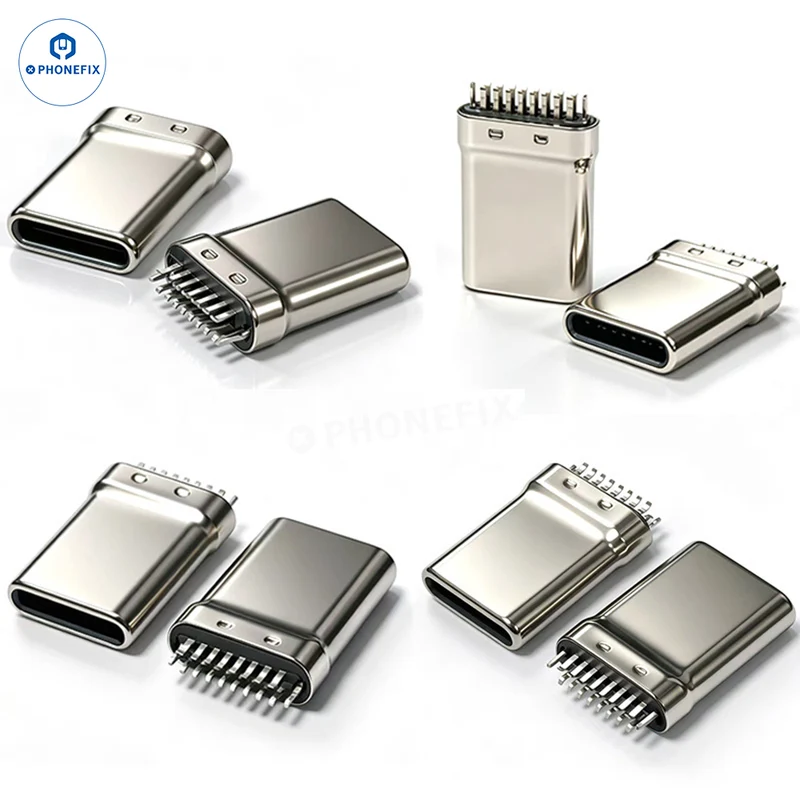 Connecteur mâle Type-C 16 broches, pince de brassage verticale, fiche pour circuit imprimé