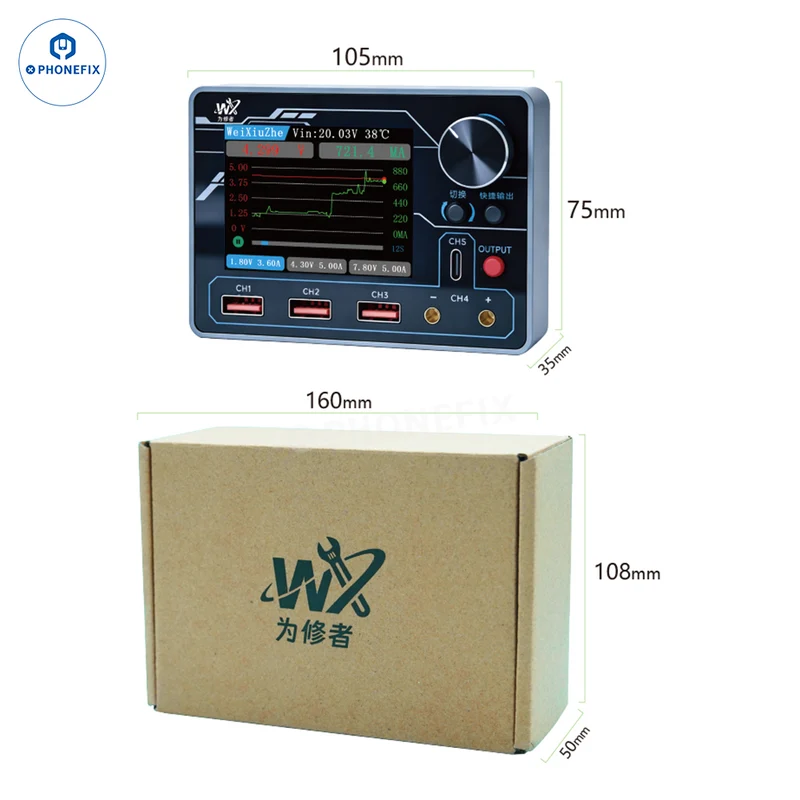 Alimentation intelligente PTV1 PD avec analyse de courant par IA pour la réparation de téléphones