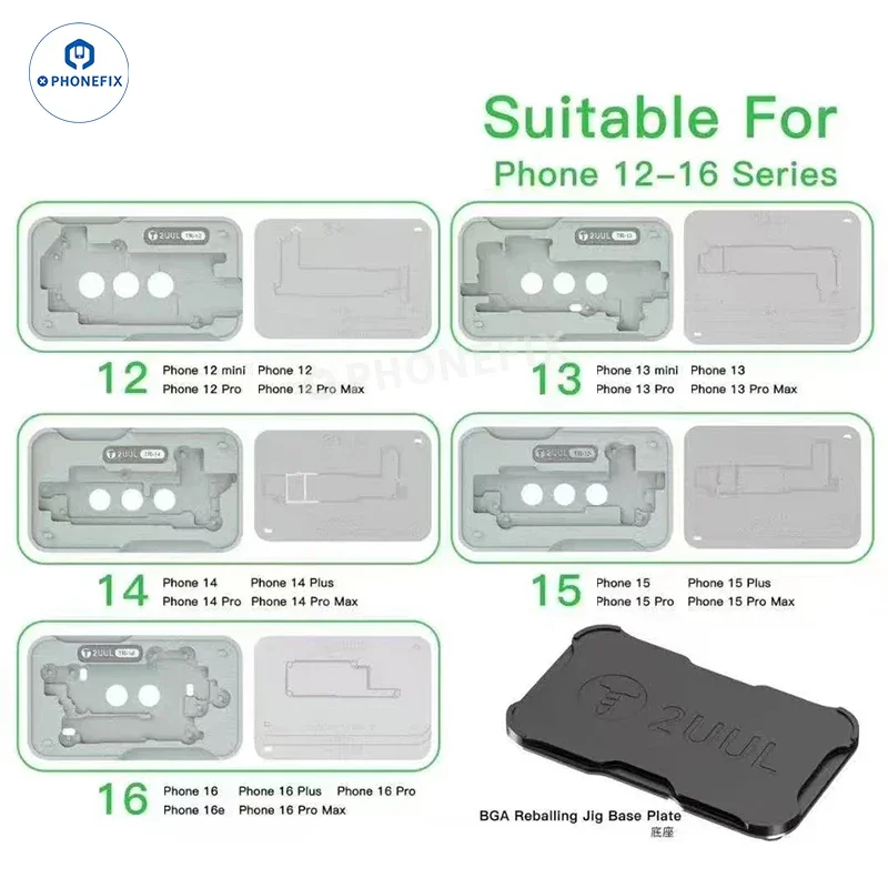 Base Midreball 2UUL BH13 pour iPhone 12-16, reballage de la couche intermédiaire