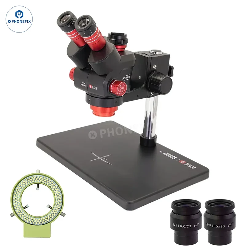 Microscope stéréo à zoom trinoculaire YCS 6558X 6.5X-58X