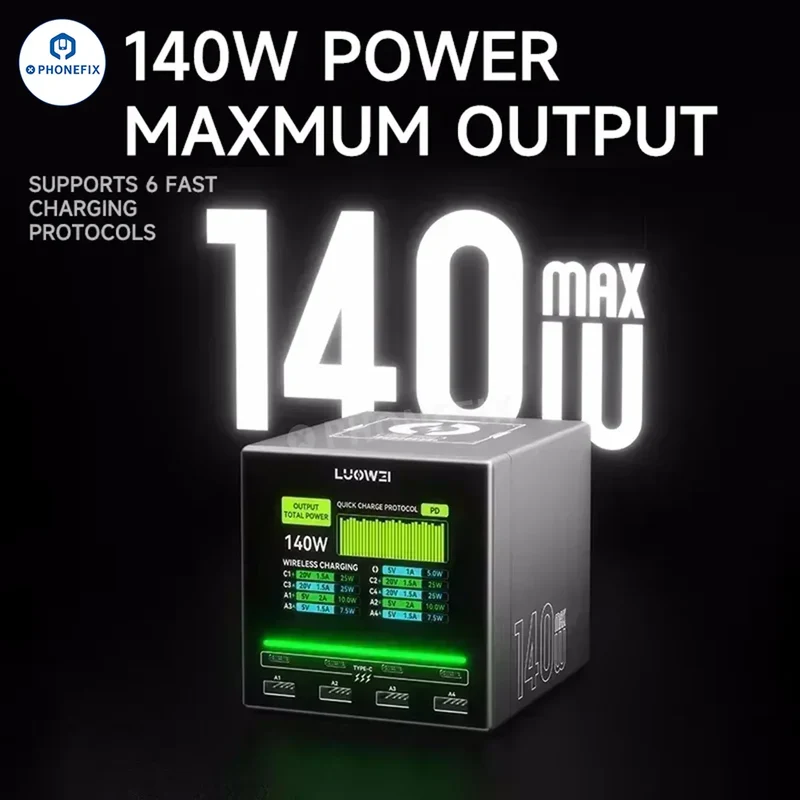 Chargeur de bureau à station de charge rapide LUOWEI U1 MINI 140 W Raptor
