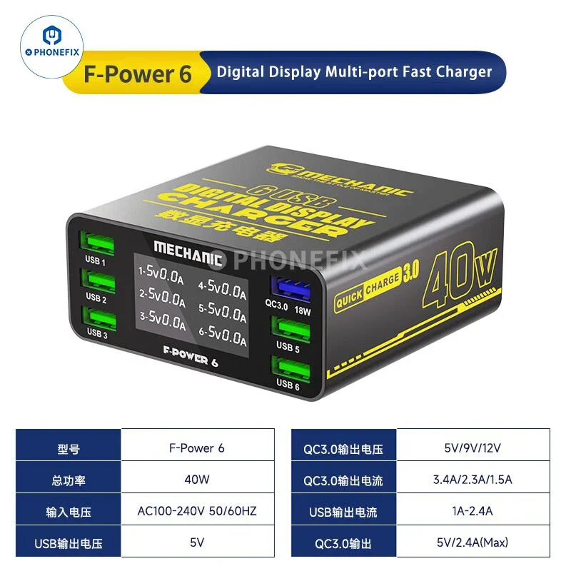 Station de charge rapide multi-ports MECHANIC F-POWER 6 6S 6P