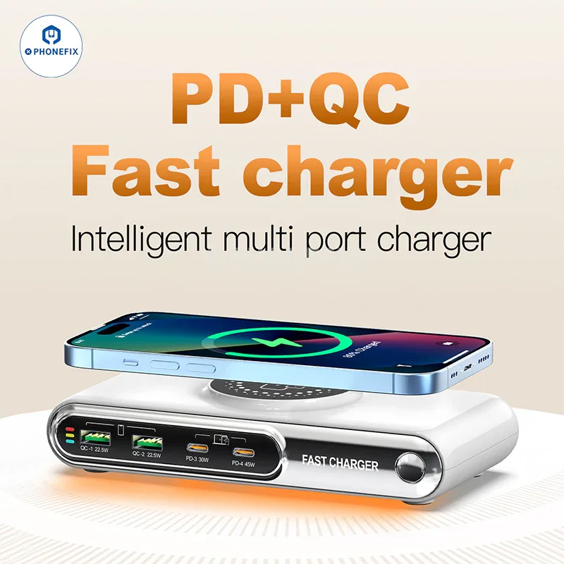 Station de charge sans fil multifonctionnelle PD QC USB Chargeur rapide