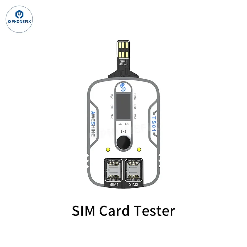 Testeur de carte SIM Aweshine TS-01 pour iPhone, iPad, Android, tous les appareils électroniques