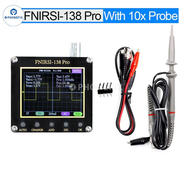 Mini oscilloscope numérique portable FNIRSI 138PRO avec sonde 10x