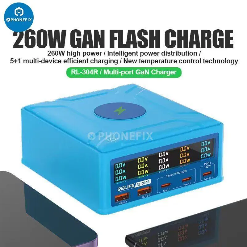Chargeur multiport sans fil RELIFE RL-304R 260 W, charge rapide
