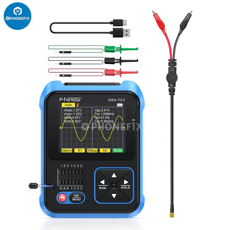 Oscilloscope numérique FNIRSI DSO-TC3, testeur de diodes et de transistors LCR