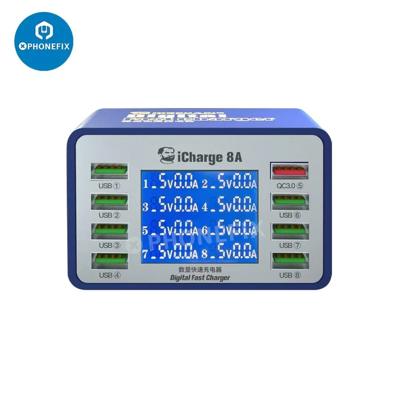 Chargeur rapide numérique Mechanic iCharge 8A/8C avec 8 ports de charge