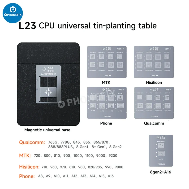 Plateforme de pochoir de reballage CPU XZZ L23 pour réparation BGA iPhone A8-A16