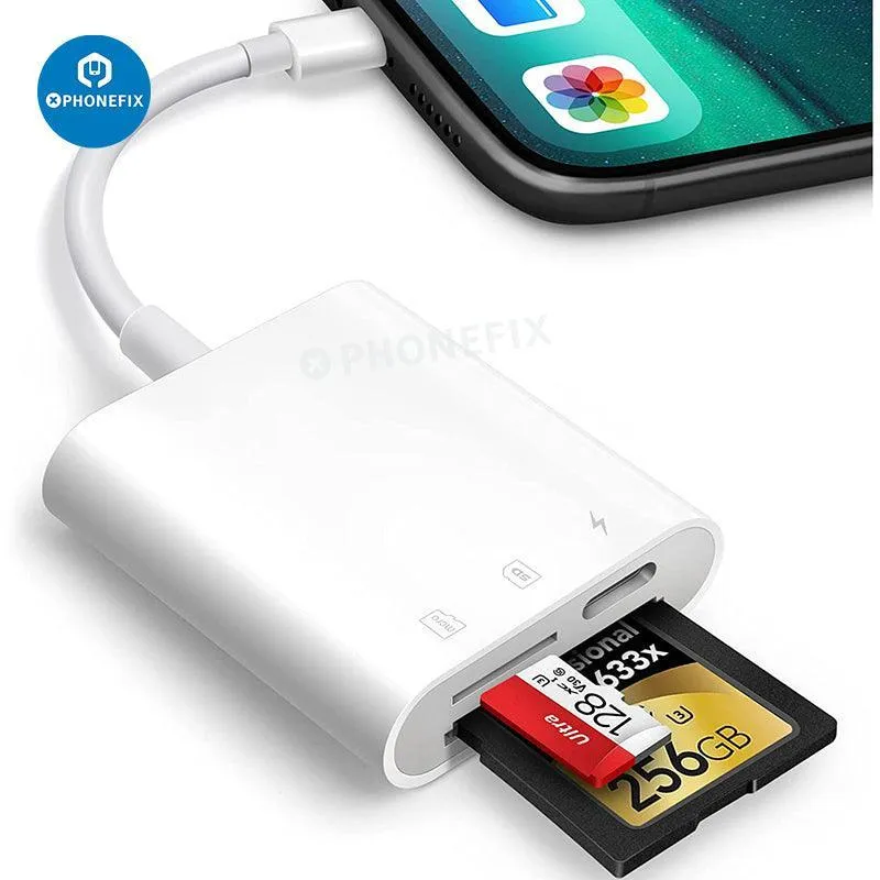 Lecteur de carte SD/MicroSD 3 en 1 pour iPad, iPhone, adaptateur USB