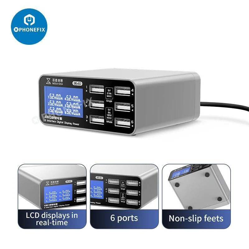 Chargeur sans fil multifonction avec affichage numérique et alimentation de bureau