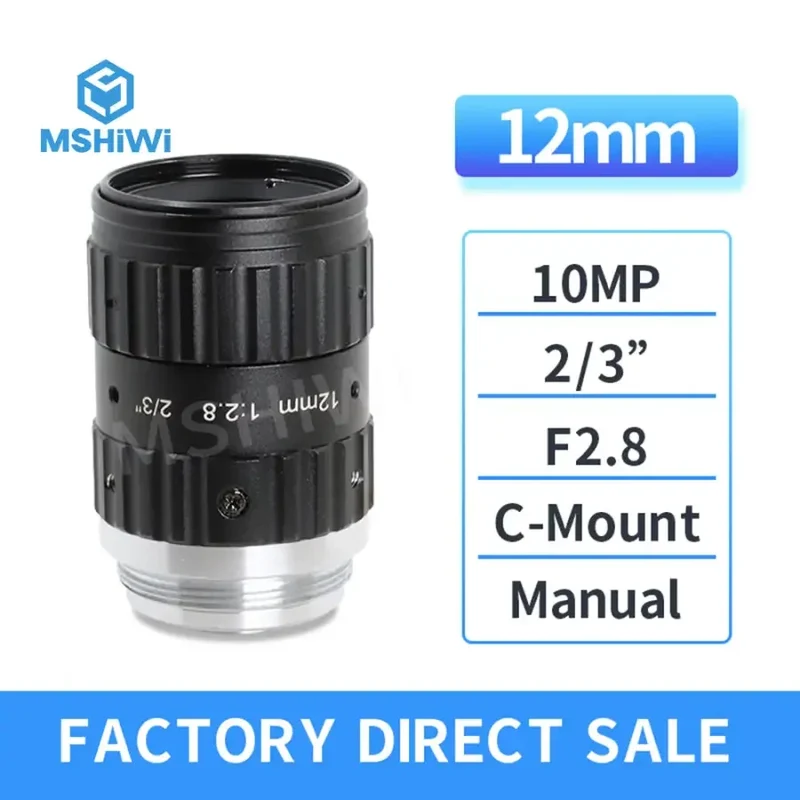 Objectif à focale fixe 12 MP à monture C 12 mm-50 mm, 2/3 pouces f/2.8, ITS, objectif FA