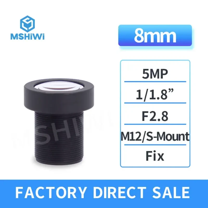 Appareil photo 5.0 Mpx 1/1.8" ITS F2.8, objectif principal 8 mm, monture M12/S