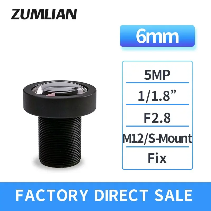 Objectifs ITS manuels 5.0 MP M12/S-mount 6 mm F2.8 pour capteur 1/1.8"