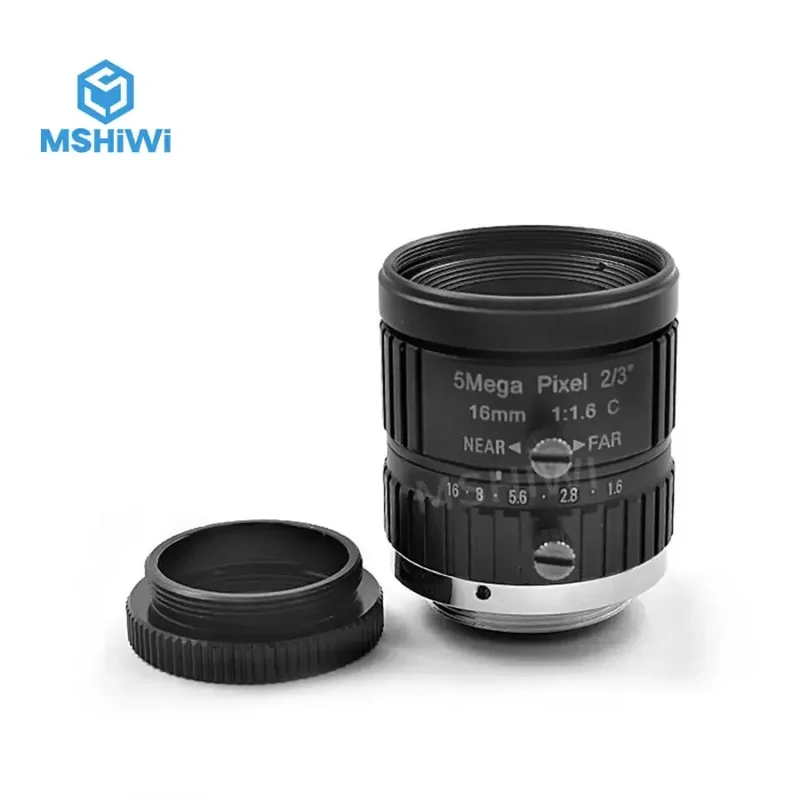 Objectif d'appareil photo 5 MP f/1.6 à monture C, 2/3" 16 mm, iris manuel, mise au point fixe