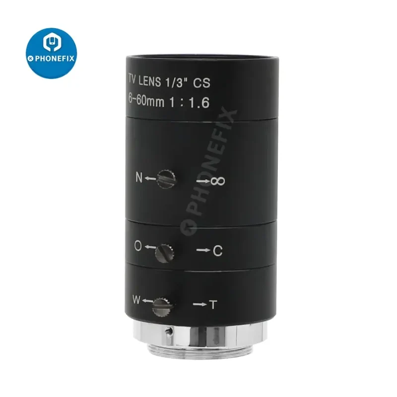 Objectif à monture CS 6-60 mm, objectif varifocal manuel pour microscope industriel