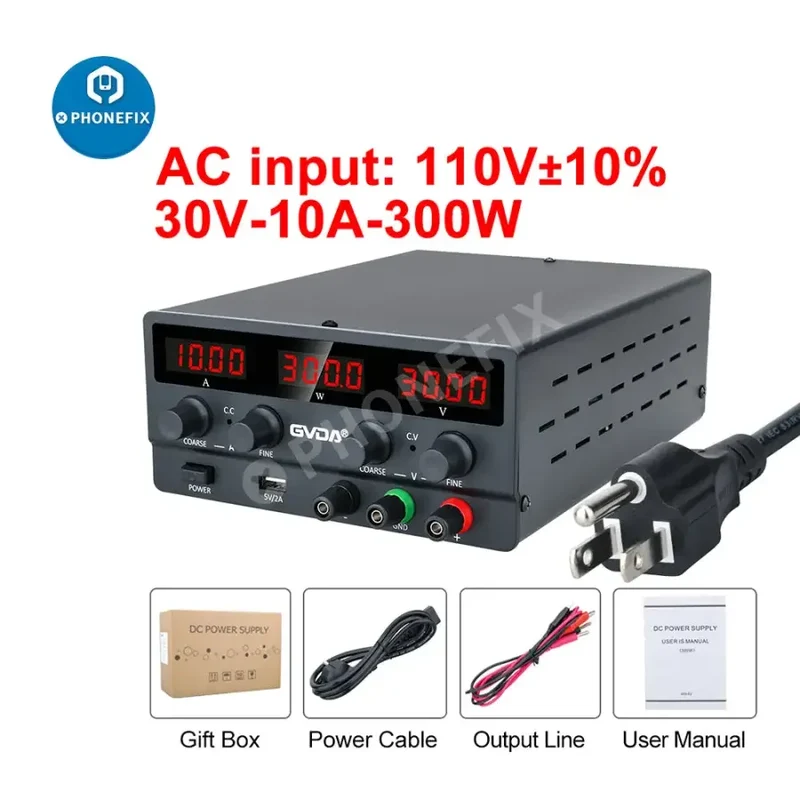 Alimentation de laboratoire régulée USB DC avec stabilisateur réglable