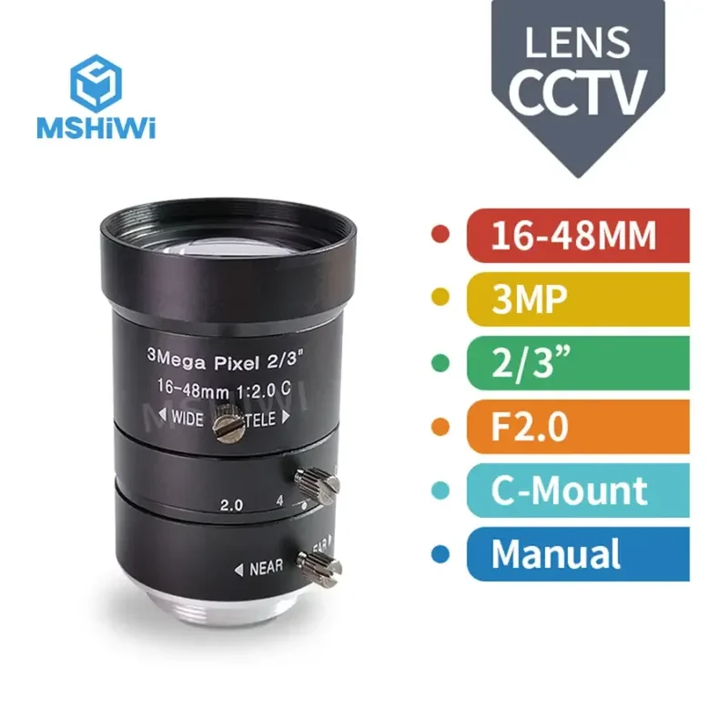 Objectif 3.0 MP 16-48 mm 2/3" F2.0 à mise au point manuelle pour l'inspection visuelle