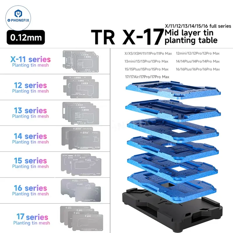 Plateforme de montage en étain BGA pour cadre central XZZ TR pour iPhone X-17 Pro Max