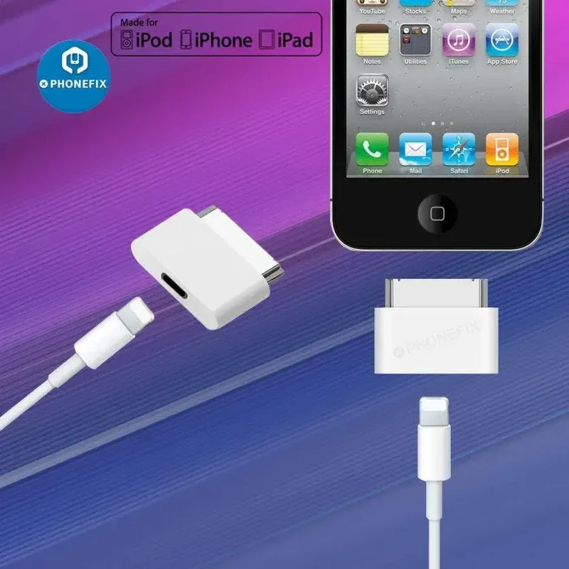 Adaptateur Lightning 8 broches femelle vers 30 broches mâle pour iPhone 4 iPad 2/3