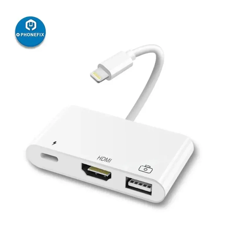Adaptateur OTG 3-en-1 pour iPhone Lightning vers port Lightning USB 3.0