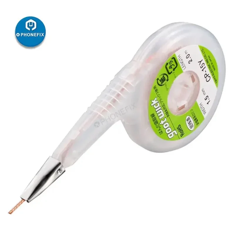 Distributeur de mèches à dessouder GOOT, bouche d'aspiration en acier inoxydable, fil d'étain