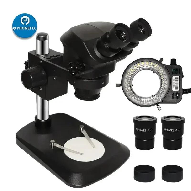 Tête de microscope stéréo binoculaire à simulateur de focale noire, grand support de table