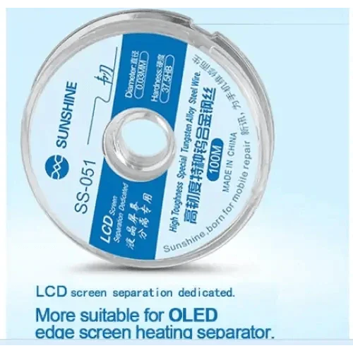 Fil de séparation pour écran LCD Sunshine SS-051, fil d'acier ultrafin de 0.03 mm