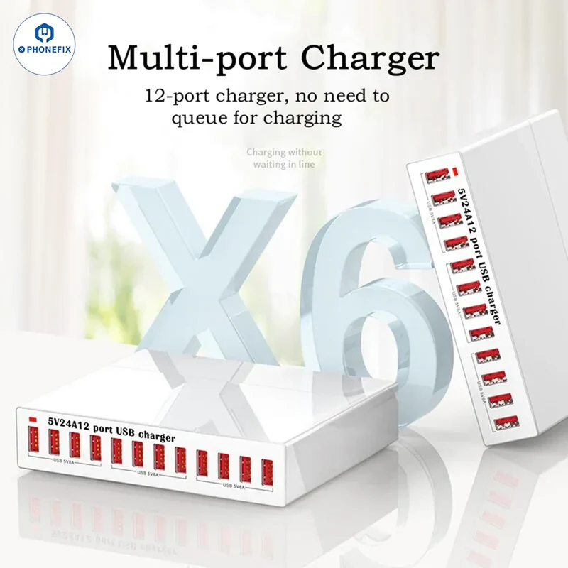 Chargeur USB 150 W 12 ports pour iPhone et iPad, station de charge rapide