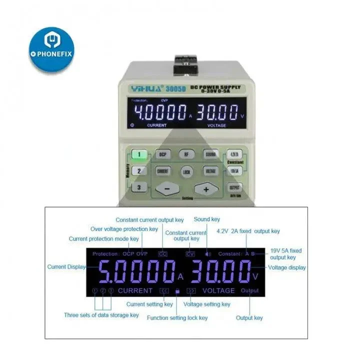 Alimentation CC régulée à affichage numérique LCD YiHua 3005D 30 V 5 A