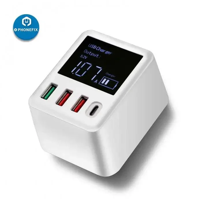 Mini chargeur rapide USB 3.0 mural avec écran LED et port Type-C