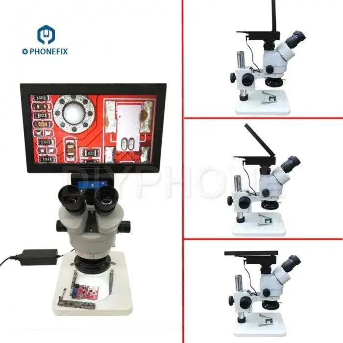 Microscope trinoculaire intégré 7-45X avec écran de 10.6 pouces