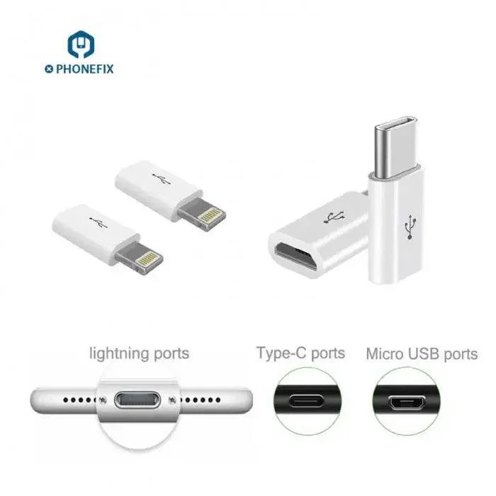 Adaptateur convertisseur micro USB vers port Lightning / port Type-C