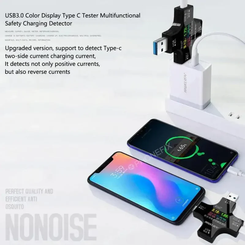 Testeur USB 2 en 1 Type-C, multimètre 4 ports, détecteur de tension et de courant