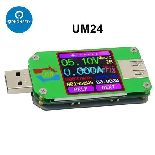 Compteur de puissance LCD couleur USB UM24 Compteur de tension et de courant