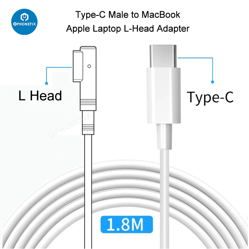 Câble d'alimentation CC avec connecteur MagSafe en L pour Apple MacBook