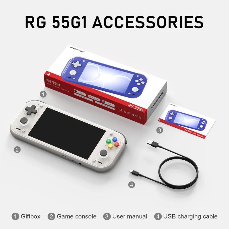 Anbernic RG 55G1 — console Android 14, écran 5,5" 1080p et Snapdragon G1 Gen 2